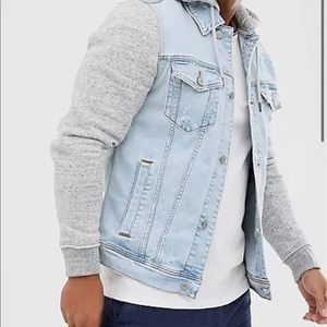 Denim Jacket Sweat Hood and Sleeves
